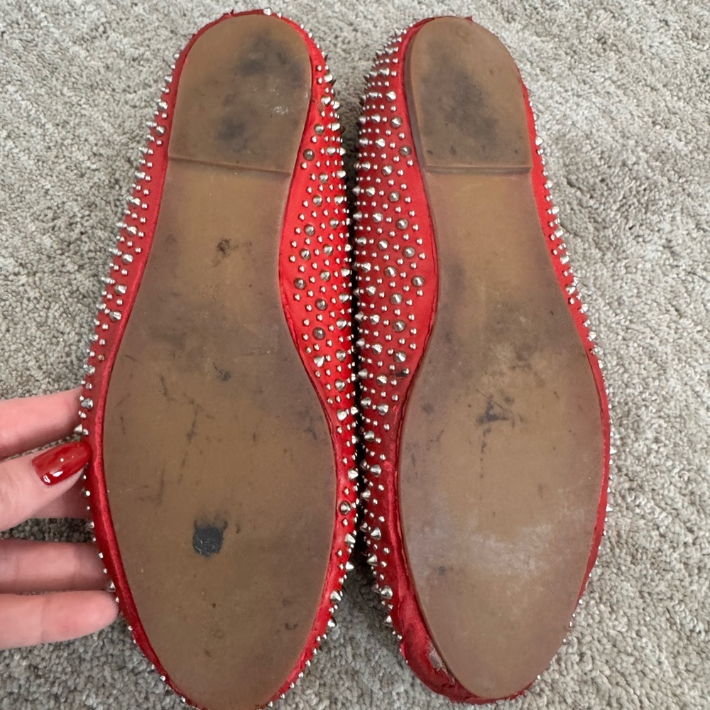 Jeffrey Campbell Red Studded Pointed Flats - Picture 3 of 6